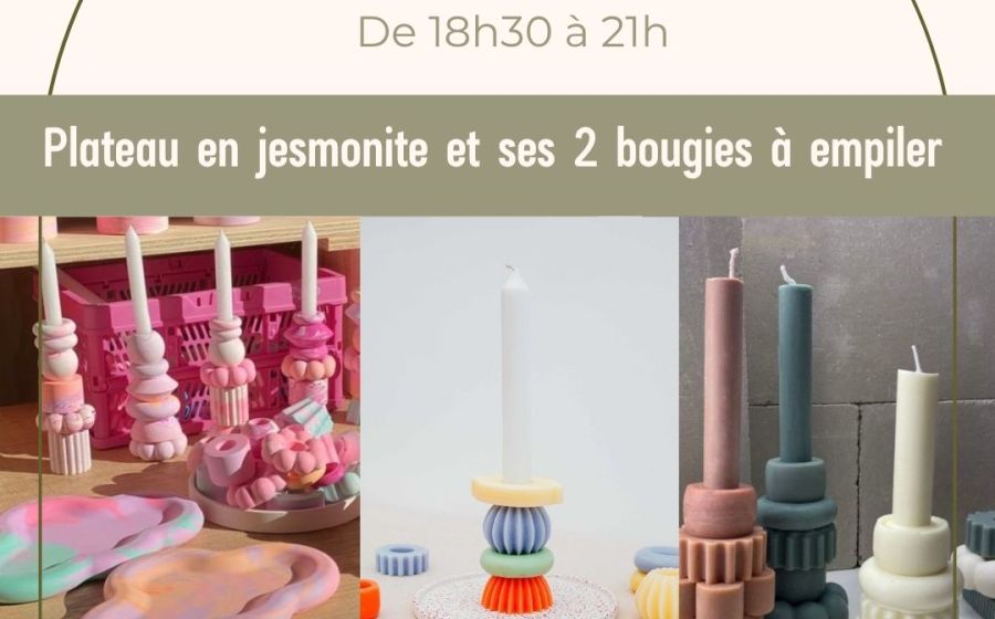 Plateau en jesmonite et ses 2 bougies à empiler – Handwerk & DIY in Font