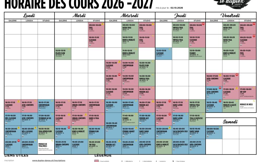 Cours de danse 2026–2027 – Musik & Tanz in Granges-Paccot