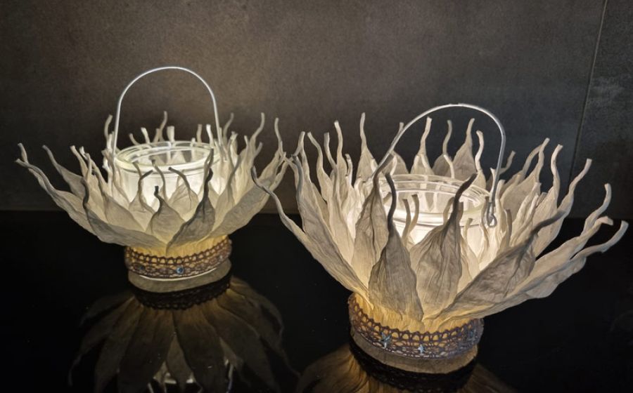 Winterliches Tischlicht aus finnischem Papiergarn – Handwerk & DIY in Wil