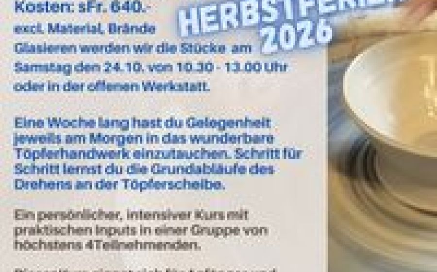 Töpfern in den Ferien – Intensivkurs – Handwerk & DIY in Winterthur