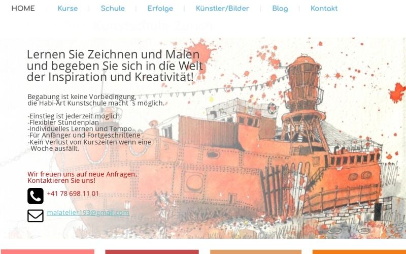 Vorschau der Webseite von Habi-Art Kunstschule Zürich