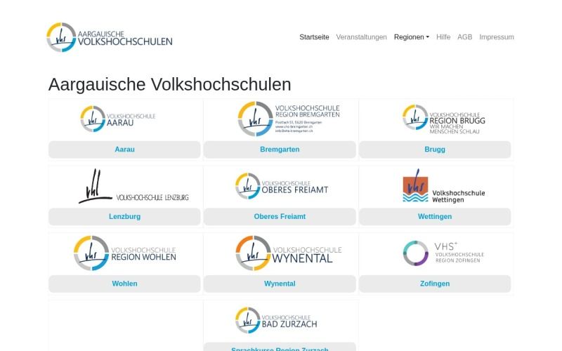 Vorschau der Webseite von Aargauische Volkshochschulen (AVH)