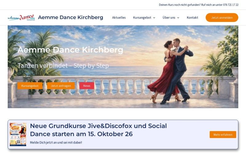 Vorschau der Webseite von Aemme Dance Kirchberg
