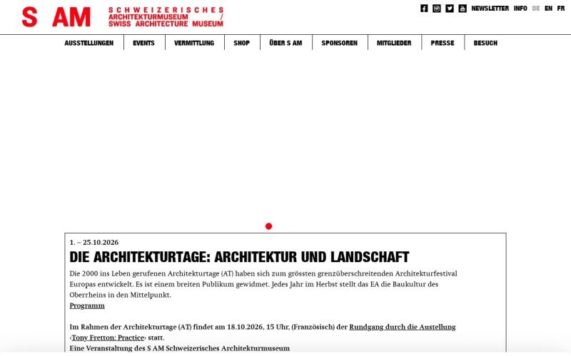 Vorschau der Webseite von S AM Schweizerisches Architekturmuseum (Ferienworkshops)