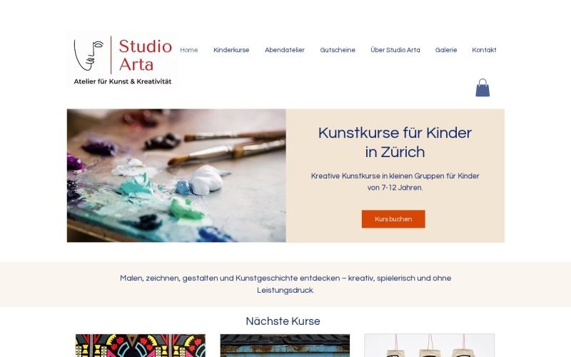 Vorschau der Webseite von Studio Arta – Kindermalstudio