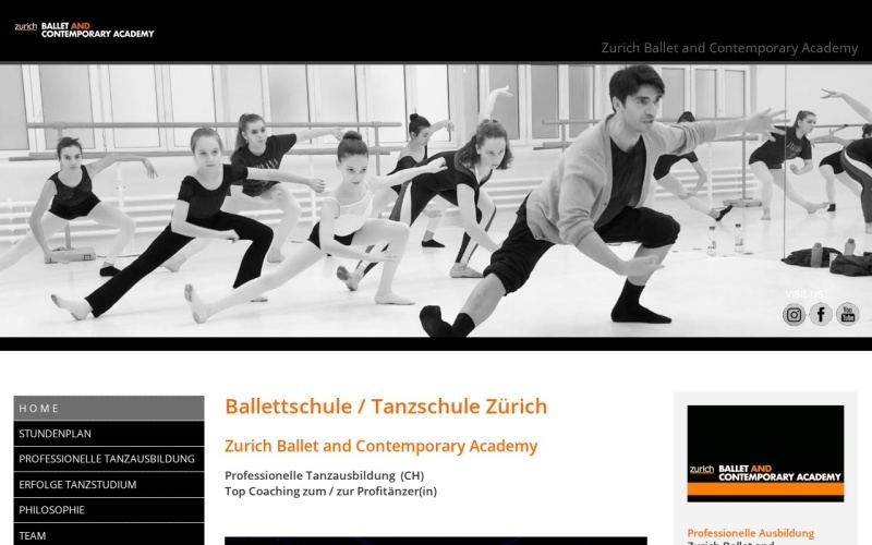 Vorschau der Webseite von Zurich Ballet and Contemporary Academy