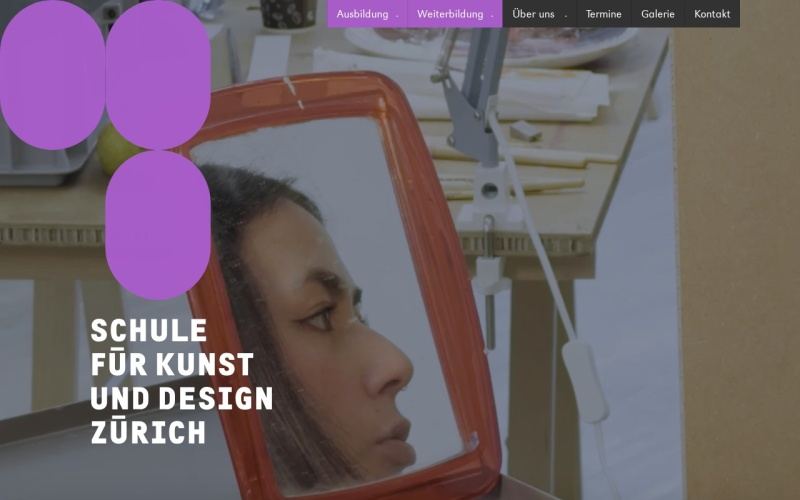 Vorschau der Webseite von SKDZ Schule für Kunst und Design Zürich