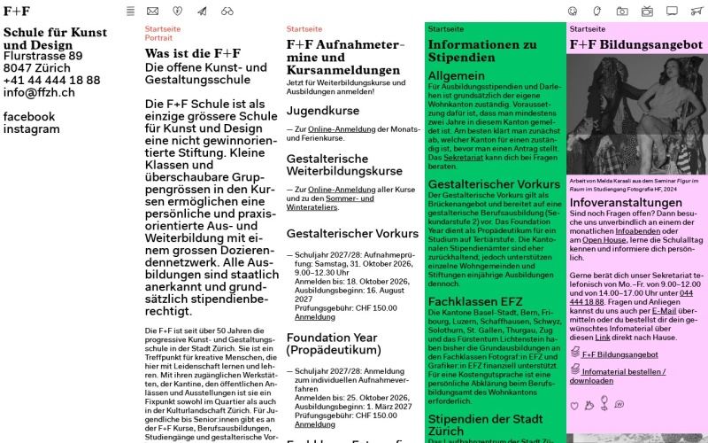 Vorschau der Webseite von F+F Schule für Kunst und Design