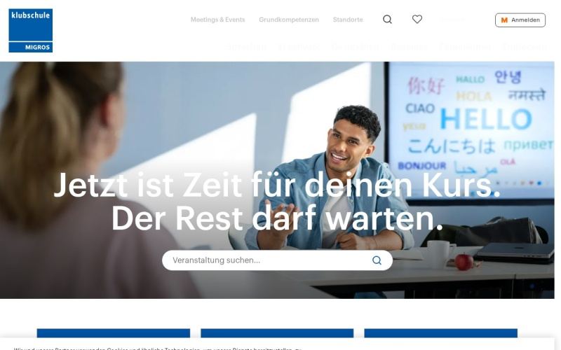 Vorschau der Webseite von Klubschule Migros