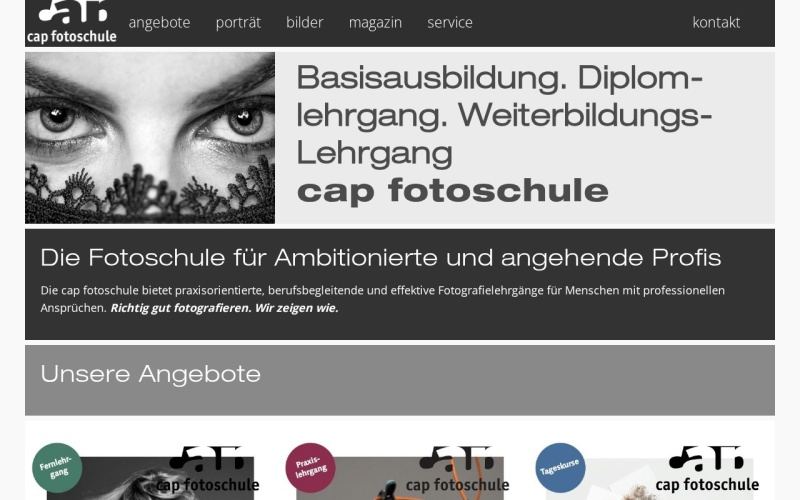 Vorschau der Webseite von cap Fotoschule Zürich