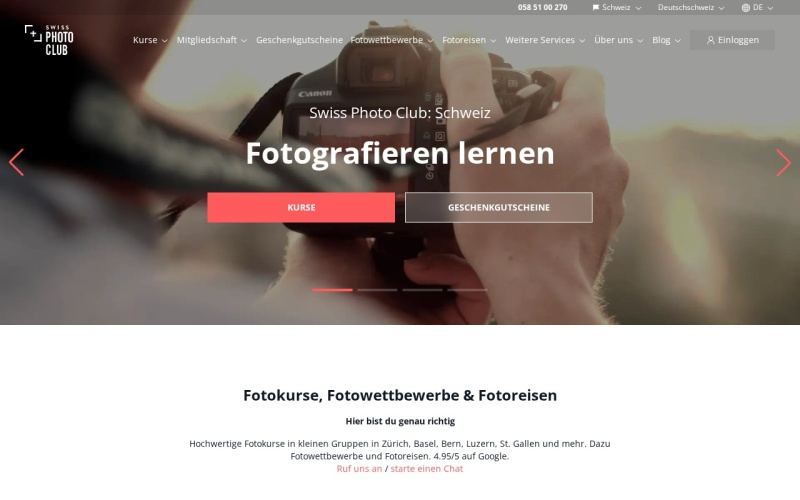 Vorschau der Webseite von Swiss Photo Club