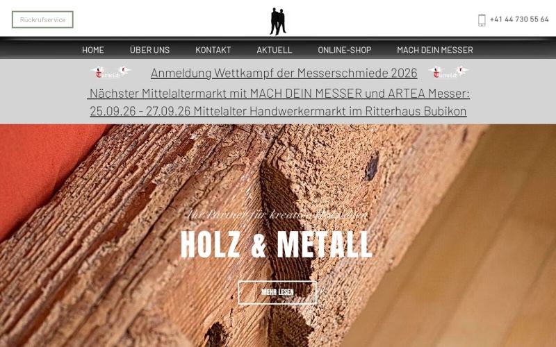 Vorschau der Webseite von Holz & Metall Kreativwerkstatt
