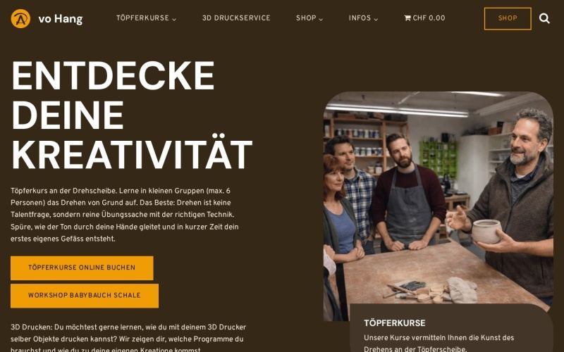 Vorschau der Webseite von vo Hang Töpfern und 3D-Druck