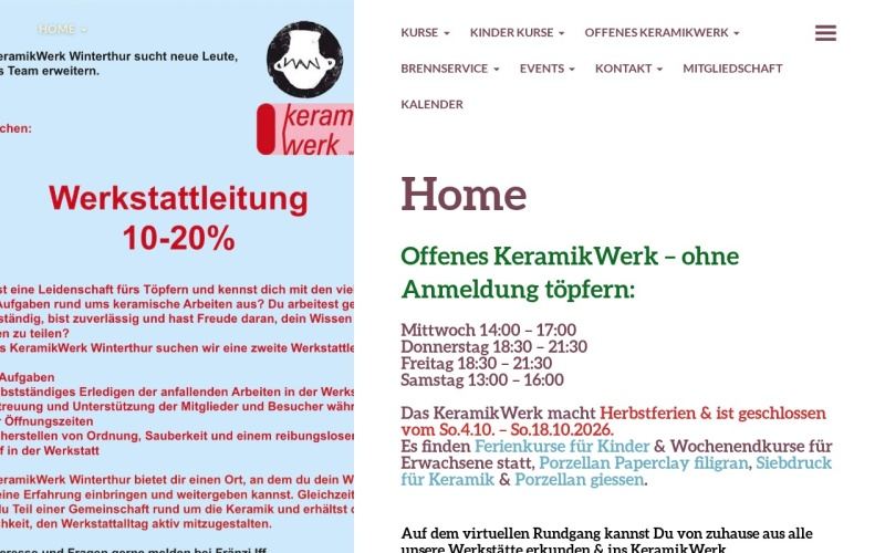 Vorschau der Webseite von KeramikWerk Winterthur