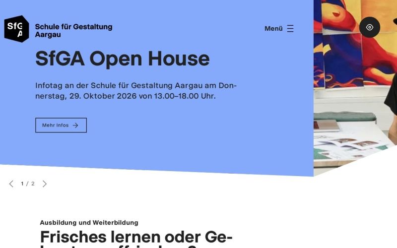 Vorschau der Webseite von Bildschule Aarau – Schule für Gestaltung Aargau